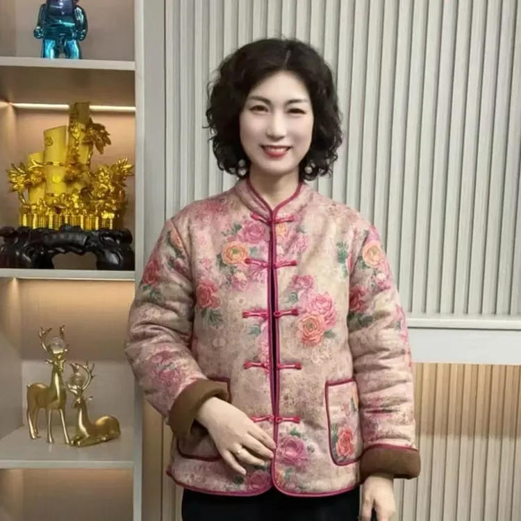 妈妈装流光欧若拉流行时尚潮牌女装冬装棉衣棉服外套休闲百搭长袖