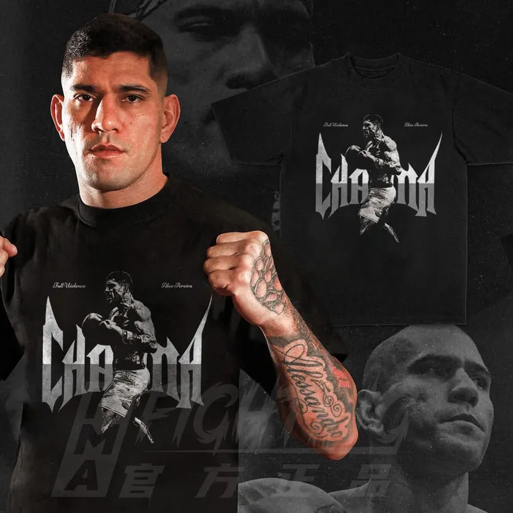 UFC320佩雷拉新款美式短袖T恤男士MMA拳击格斗夏季运动休闲纯棉