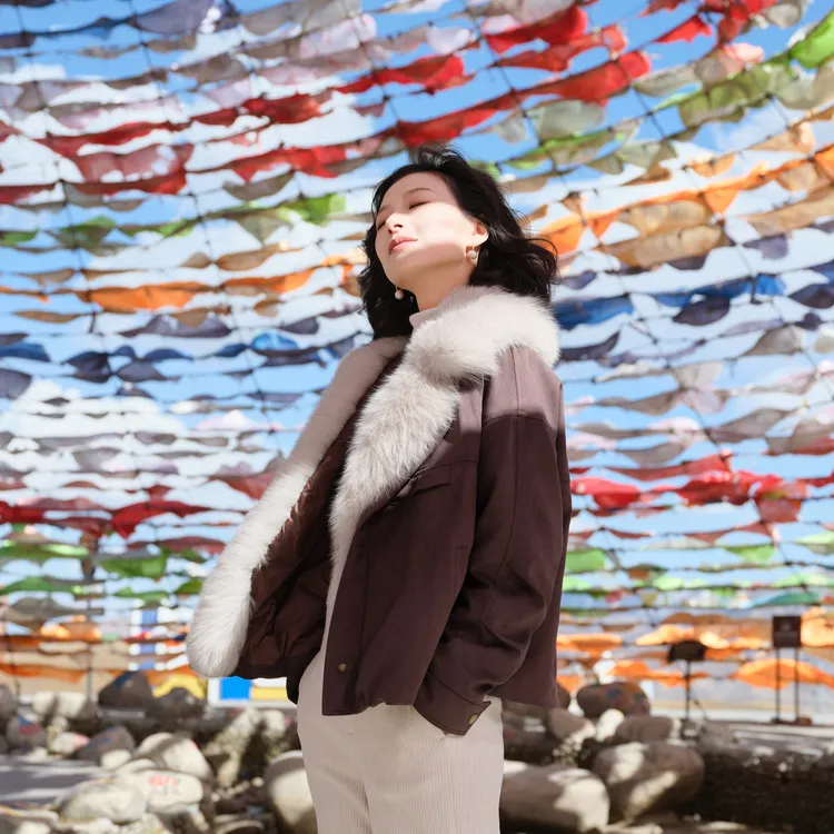西子/【霜狐绒雪】狐狸皮毛90白鹅绒皮草派克羽绒服/YRHJ0350