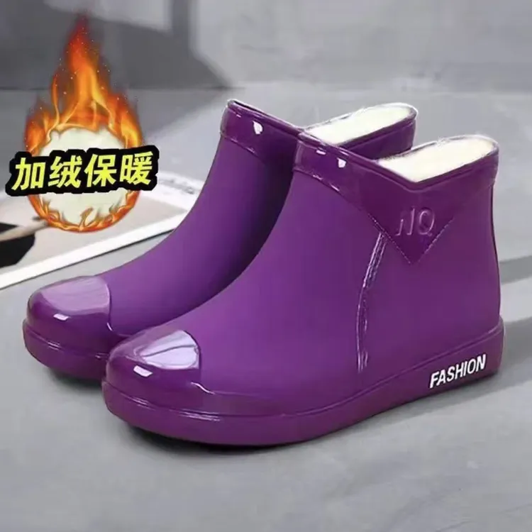 雨靴女短筒工作胶鞋四季通用保暖时尚雨鞋女士防滑外穿百搭防水鞋