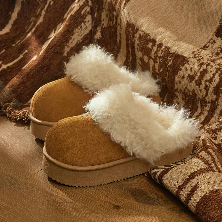 【好粗鲁】秋冬新品保暖舒适柔软棉乳胶拖鞋毛毛鞋加绒室内外穿女