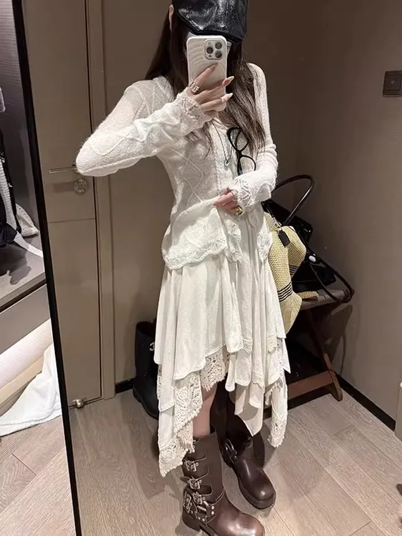 慵懒风氛围感穿搭套装针织开衫毛衣上衣女装秋季裙子半身裙两件套