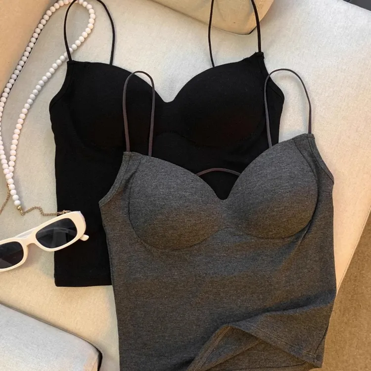 带胸垫吊带背心女内搭夏季美背免穿文胸一体修身瑜伽运动外穿上衣