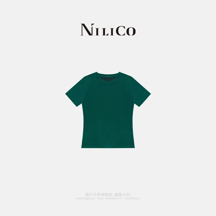 NILICO【优雅小T】欧若穿搭气质百搭圆领进口植绒面透气舒适T恤夏季