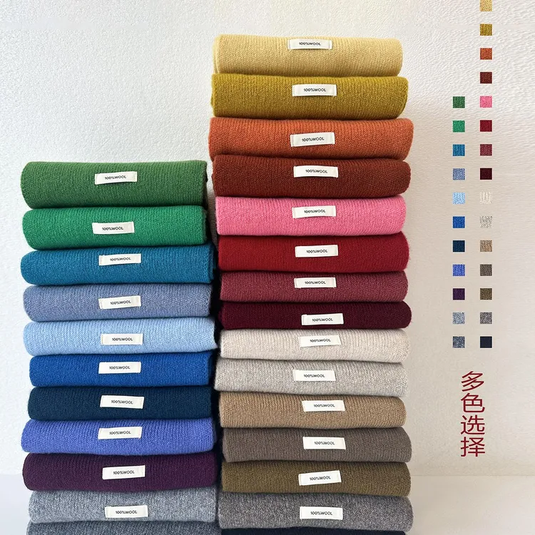 100%澳洲羊毛围巾女冬季2025新款纯色百搭保暖情侣针织多围脖