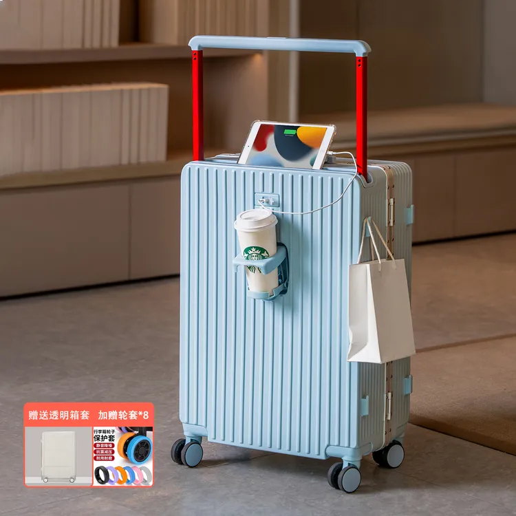 新款高颜值大容量行李箱男女多功能密码旅行箱铝框结实耐用拉杆箱