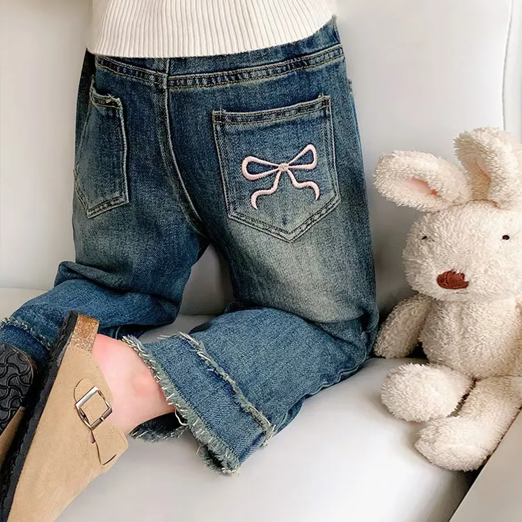女童直筒阔腿裤2025新款牛仔裤新款女童儿童洋气女孩春秋宽松裤子