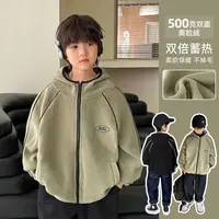 男童奥粒绒外套秋冬装2025新款男孩中大童潮酷帅气保暖上衣双面绒