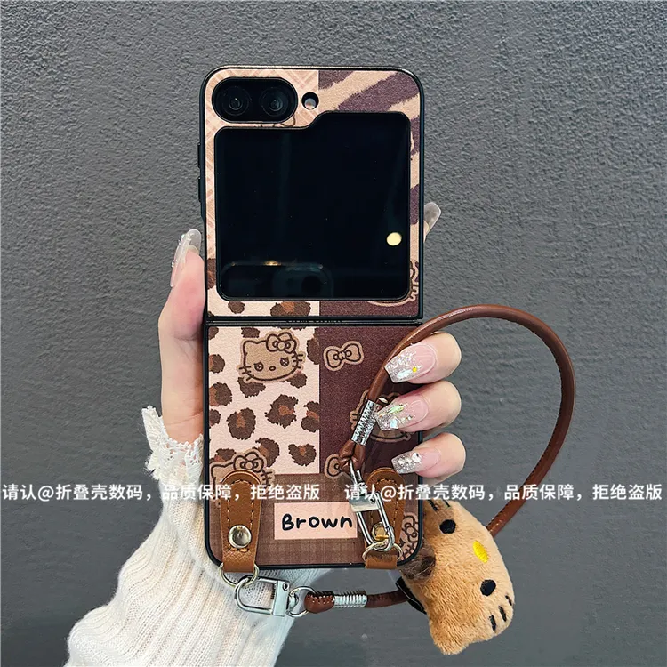 （三星zflip6系列)金属折叠皮纹适用三星zflip6手机保护壳防摔潮壳