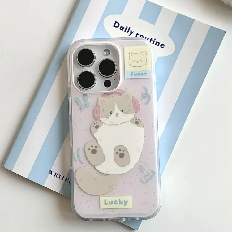 奥菲顿音乐撒娇小猫咪适用iPhone16/15pro大孔13苹果14手机壳12套