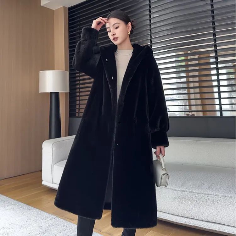 【依岚.冬季大促】110厘米长款秋冬连帽大衣冬季宽松设计师百搭显瘦