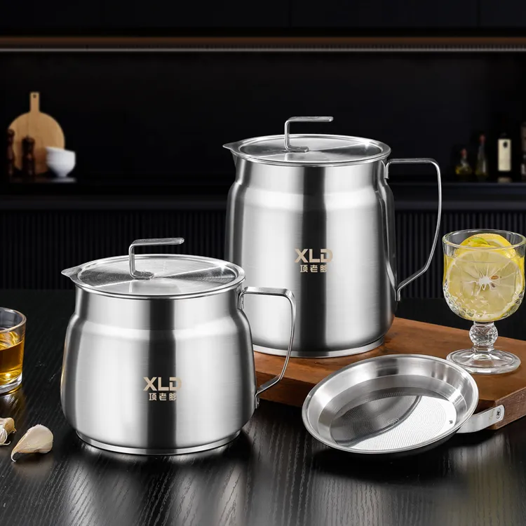 滤油壶304不锈钢厨房家用防漏油罐壶过滤油渣储油罐油瓶滤油神器