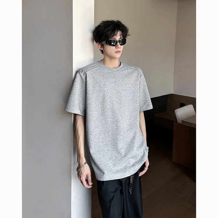 曼巴棉冰感压线短袖T恤男款夏季280g廓形重磅cleanfit半袖上衣服