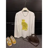루루가−（宝格家招财豹）德容加厚印花25秋冬新款宽松圆领上衣百搭长袖