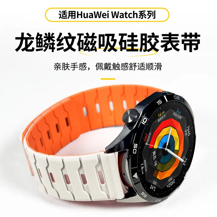适用华为GT5/GT5Pro龙鳞纹磁吸硅胶表带Ultimate/watch5/4pro腕带