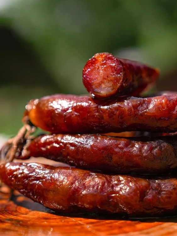 湖南农家自制柴火烟熏腊香肠纯肉咸香八分瘦2分肥原味腊肠