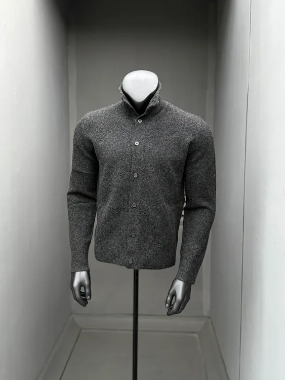 91STUDIO 立领羊毛混纺针织外套男女秋冬痞帅高级感开衫毛衣慵懒