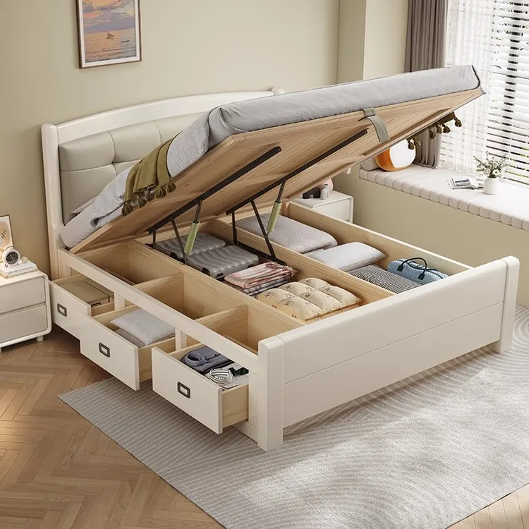 实木床储物床1米8双人家用卧室箱体床1.5抽屉收纳高箱床单人床1.2