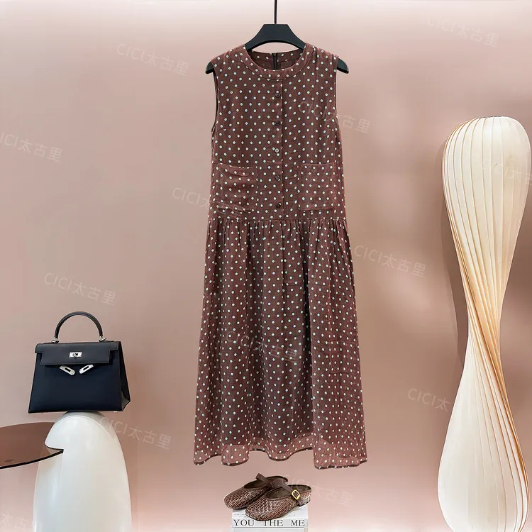 波点漫旅 法式高级感气质显瘦减龄波点无袖背心连衣裙YL-6000295