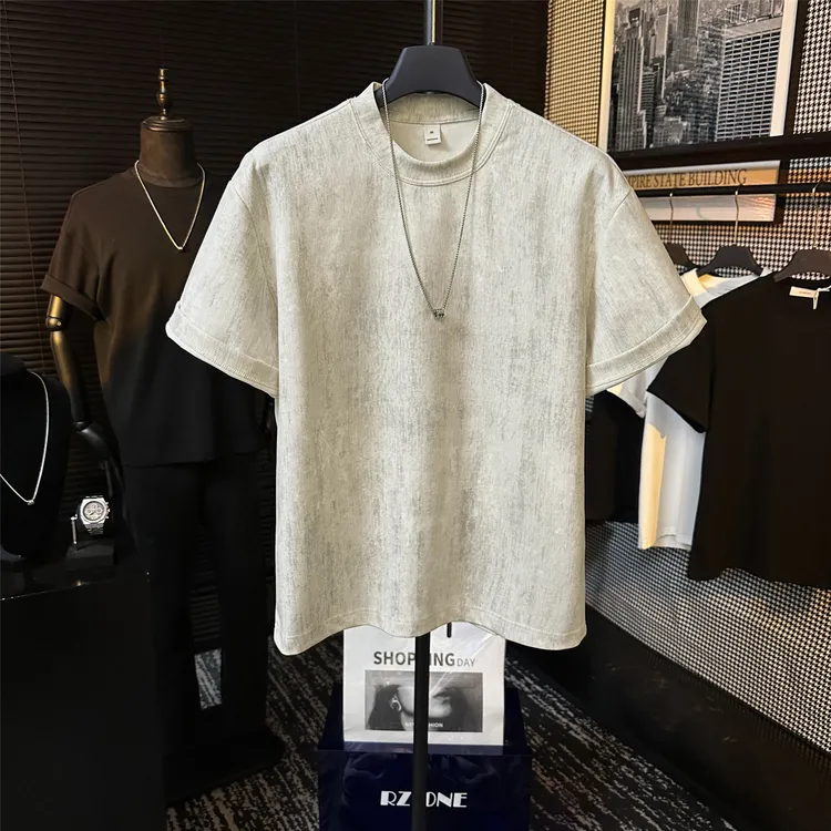 夏季原创重磅高定扎染设计男短袖高级感舒适休闲圆领T恤