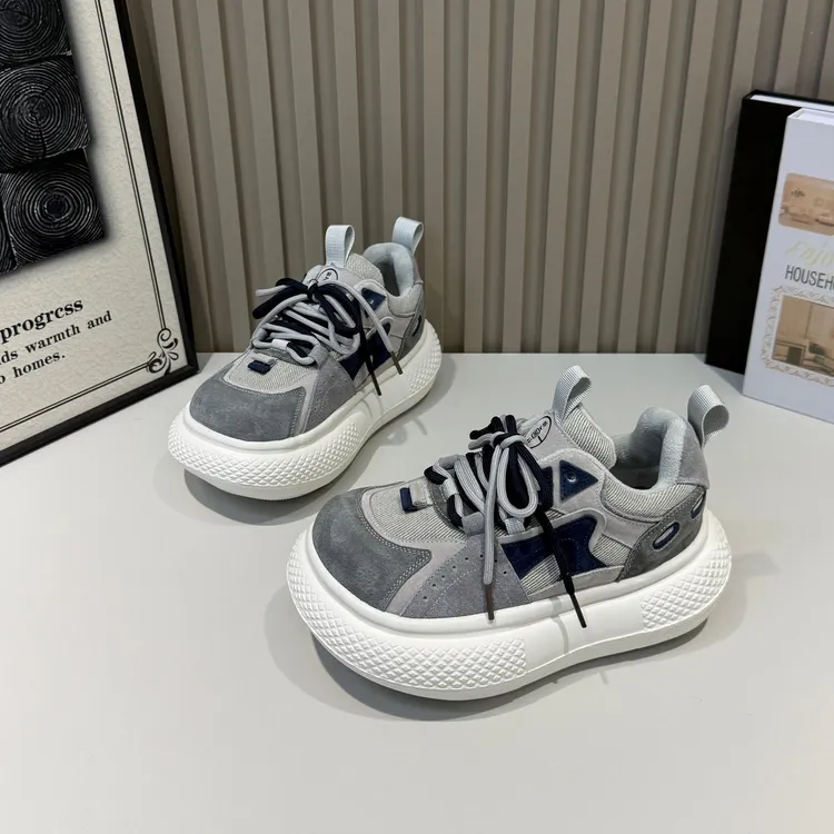 时尚丑萌鞋大头鞋2026春百搭休闲新年红厚底拼色小个子增高老爹鞋