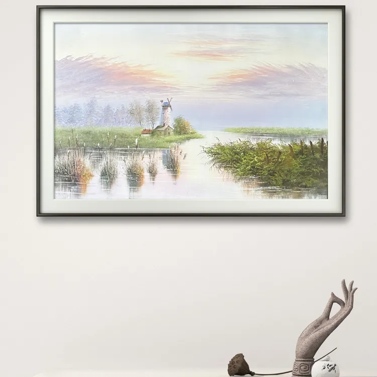 纯手绘风景油画客厅书房玄关过道入户门挂画