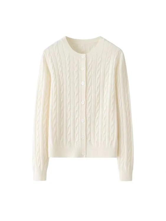 [亚米欣欣]针织麻花开衫秋冬内搭圆领针织衫套头毛衣慵懒外穿内搭