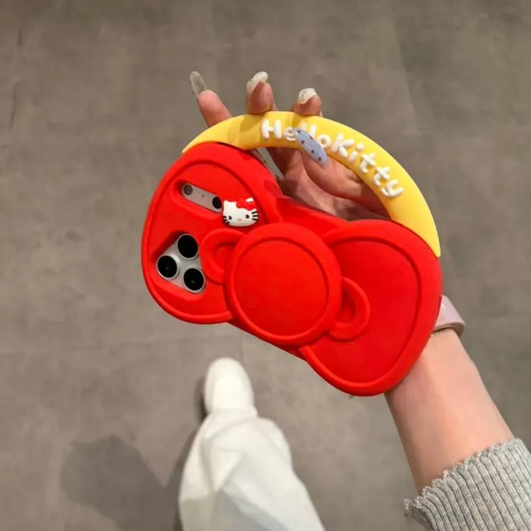 红色蝴蝶结手提包适用于苹果17ProMax手机壳保护套16pro/1514防摔