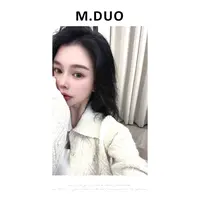 M.DUO （深圳货）羊毛混纺松弛感麻花翻领长袖针织衫3192