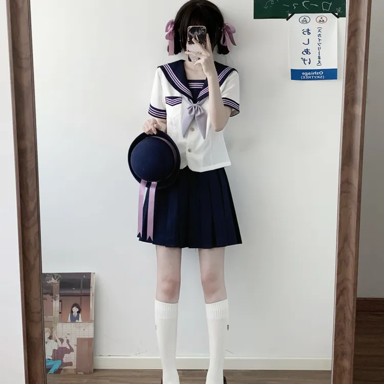 原创水手服小藤高日系紫薯水手服学生jk制服甜美女装春夏季中间服