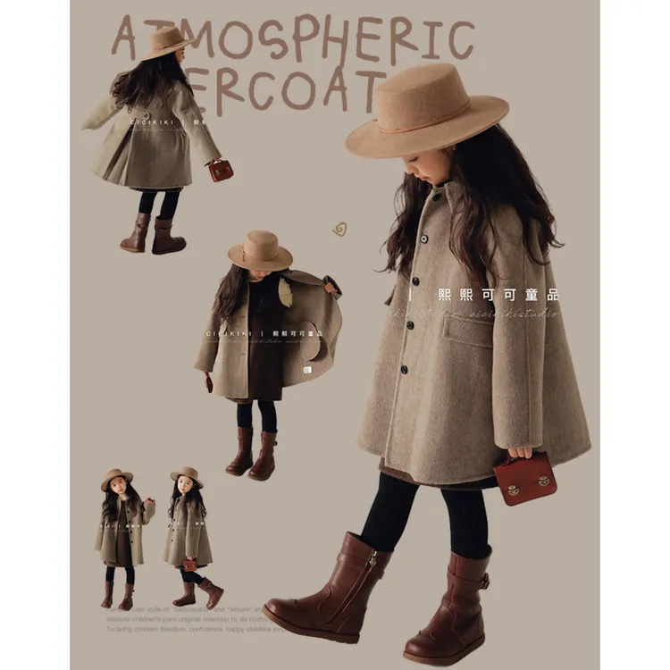 【熙熙可可】2025女童高定韩版呢大衣中长款外套 NDY2502