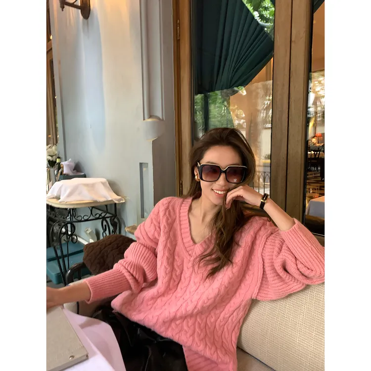 ZHAIAIAIA【自然色序】秋冬短款慵懒风圆领套头 毛衣M39730GK54