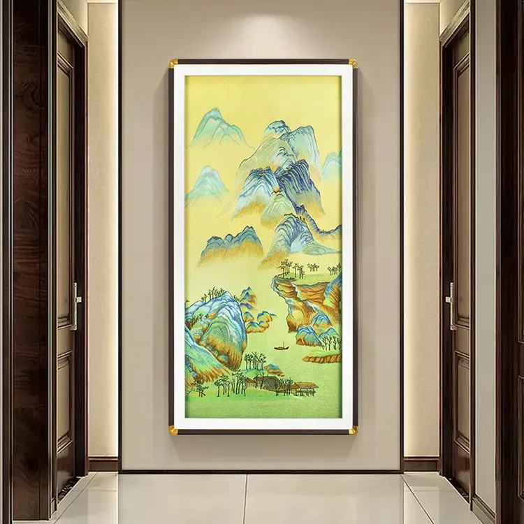 【刺绣】新款千里江山入户玄关走廊过道织锦绣高端大气刺绣挂画
