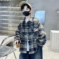 秋冬季男女童毛呢外套一体绒2025新款中大童儿童衬衫帅气时尚百搭