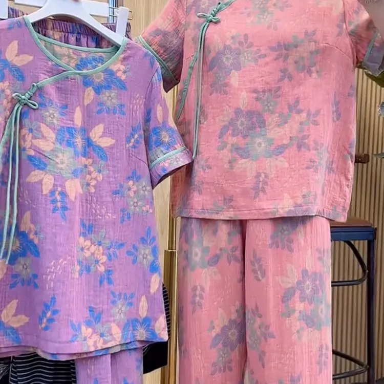 新中式亲肤短袖裤子家居服两件套【实物微色差】