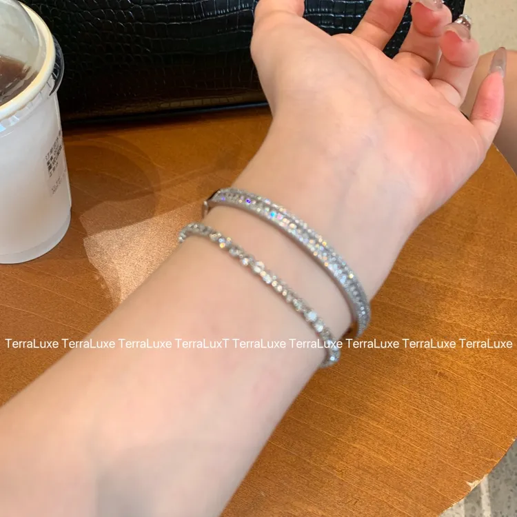 钛钢手镯 网球手链 碎冰冰爆钻手镯精致饰品自带矜贵感