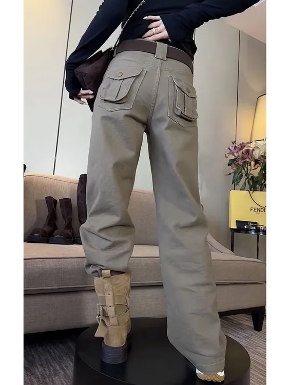 秋季新款时尚牛仔裤女2025大码宽松显瘦遮肉设计感直筒拖地阔腿裤