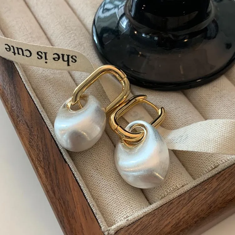 铜合金耳饰 不规则拉丝金属耳坠小众百搭极简耳环轻奢高级感耳扣