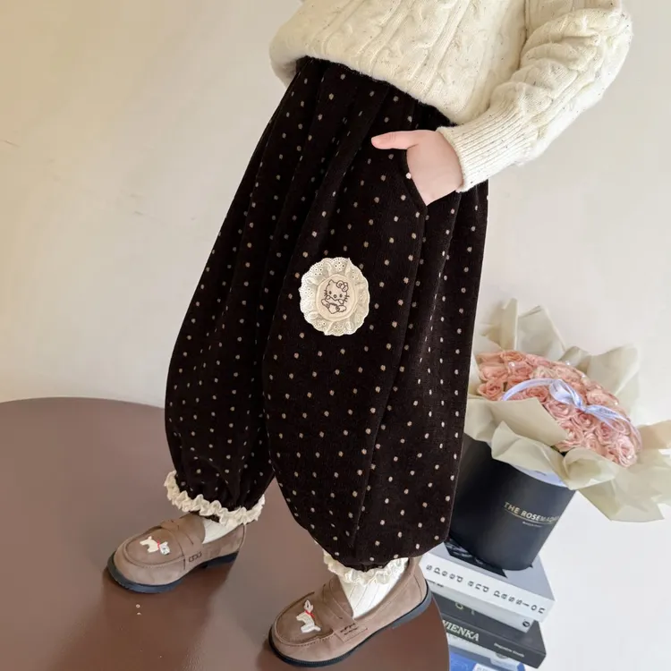 女童森系裤子儿童秋冬装韩版一体绒裤子女宝宝冬季保暖加绒休闲裤