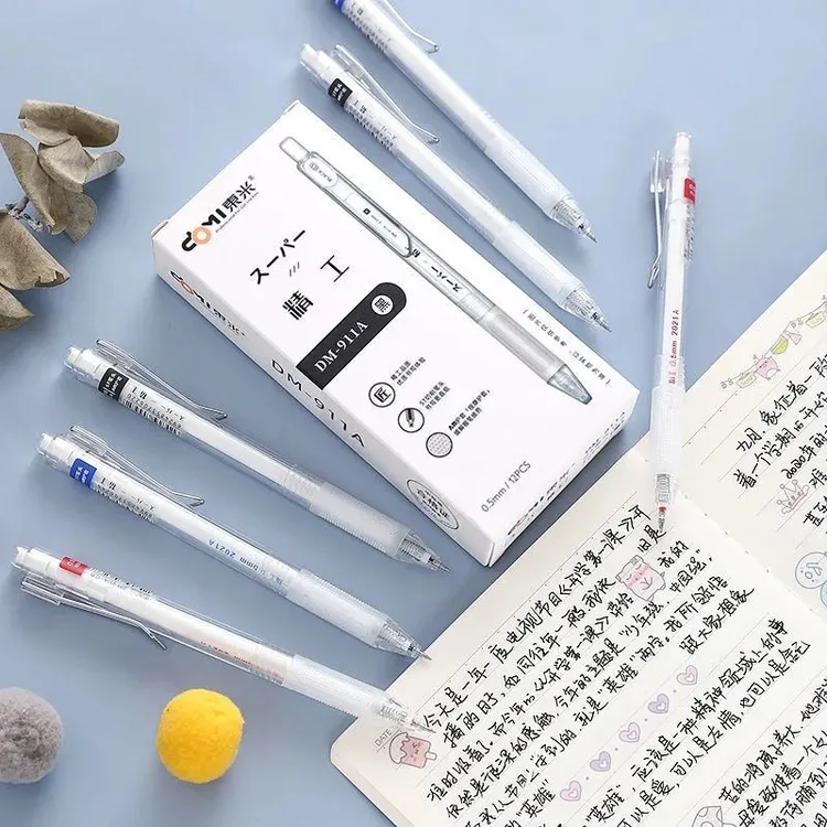 东米DM911A精工中性按动笔黑笔红笔ST针管头葫芦头0.5刷题考试笔