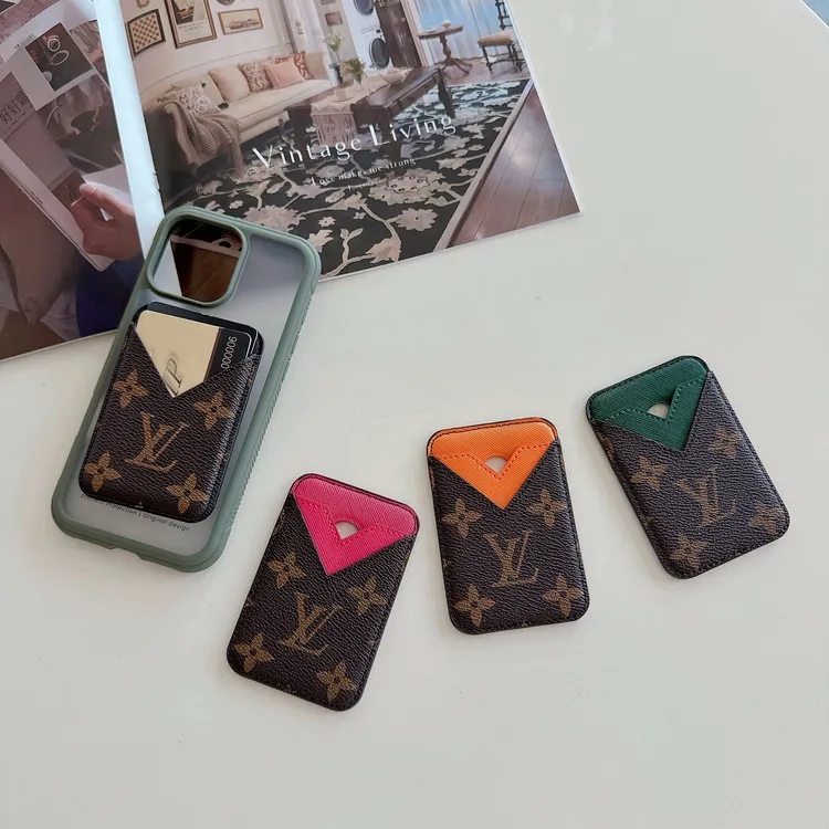 新款拼色插卡磁吸轻薄卡夹包手机壳网红GG老花L家强磁吸卡包奢华