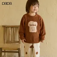 【新品】papa爬爬秋冬季儿童家居服睡衣加绒保暖男女童半边绒套装