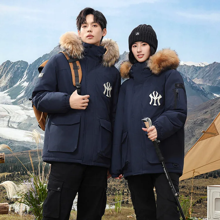 2025冬季新款羽绒服中长款毛领加厚时尚连帽保暖户外ny工装石墨烯