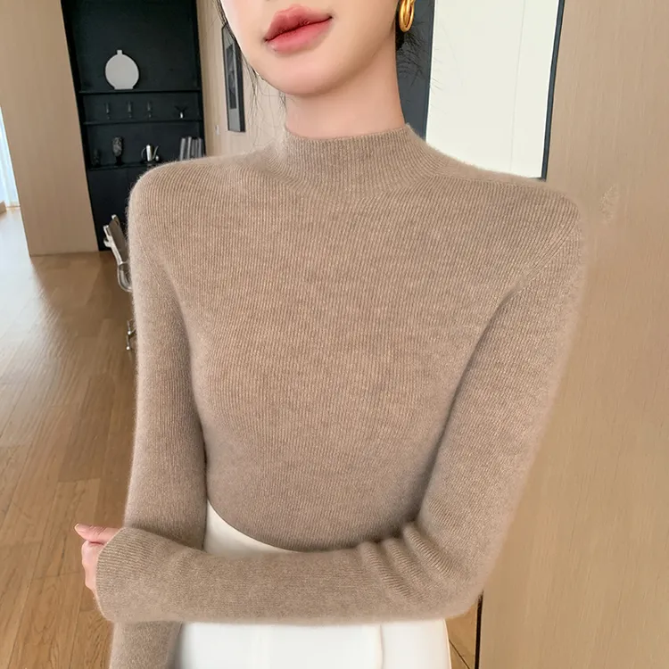 【有运费险】一线成衣秋冬半高领毛衣女针织打底衫精纺毛衫长袖套头