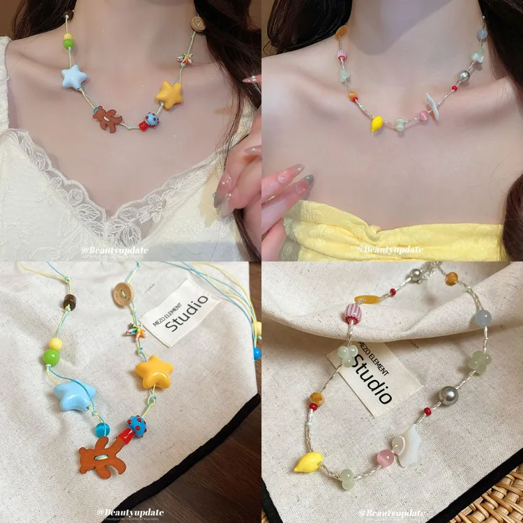 钛钢亚克力项链 多巴胺星星项链女清新锁骨链小众高级
