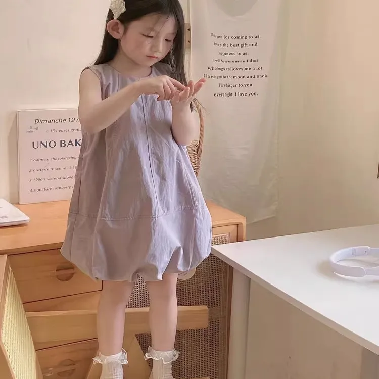 女童连衣裙夏装2025新款韩版女孩夏天公主裙洋气宽松儿童无袖裙子