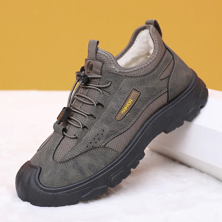 2025冬季新款男士户外登山鞋防滑耐磨运动舒适休闲鞋圆头男雪地靴