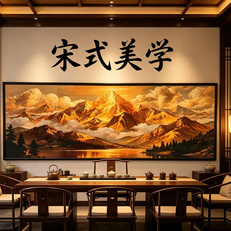 【日照金山】新中式宋氏美学图装饰画客厅办公室茶室实木边框