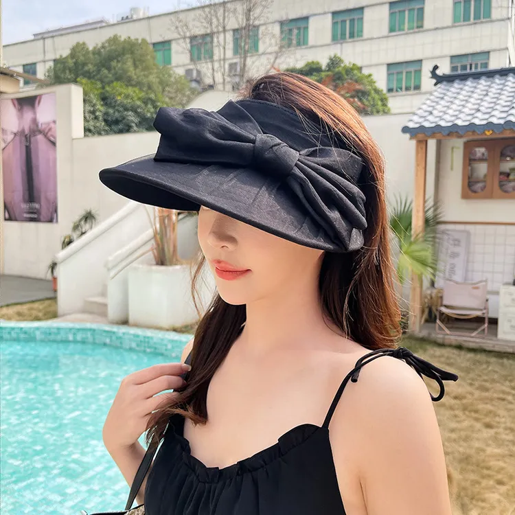 女空顶大檐帽子女士夏季遮阳草帽时尚防紫外线大帽檐夏季无顶网红
