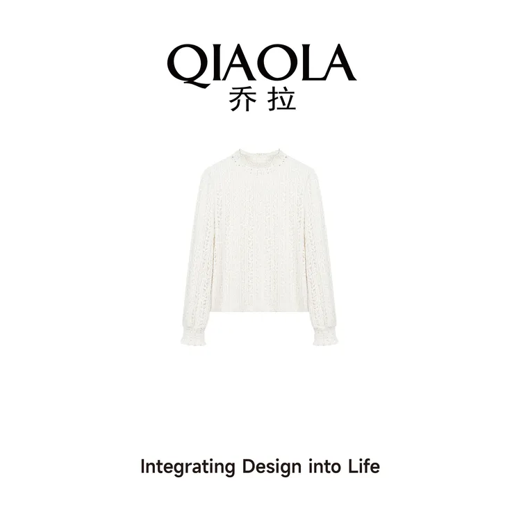 QIAOLA/乔拉【蓝色心事】秋冬季北极绒螺纹圆领慵懒A版百搭羊毛衫